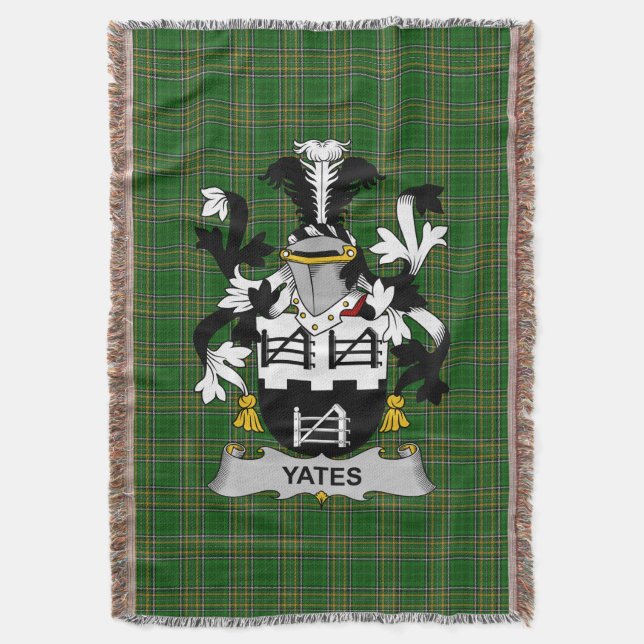 Irish Yeates Coat of Arms Familienwappen Irland Decke (Vorderseite Vertikal)