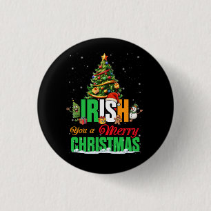 Irish You A FroChristmas Santa Irish Flag Chris Button