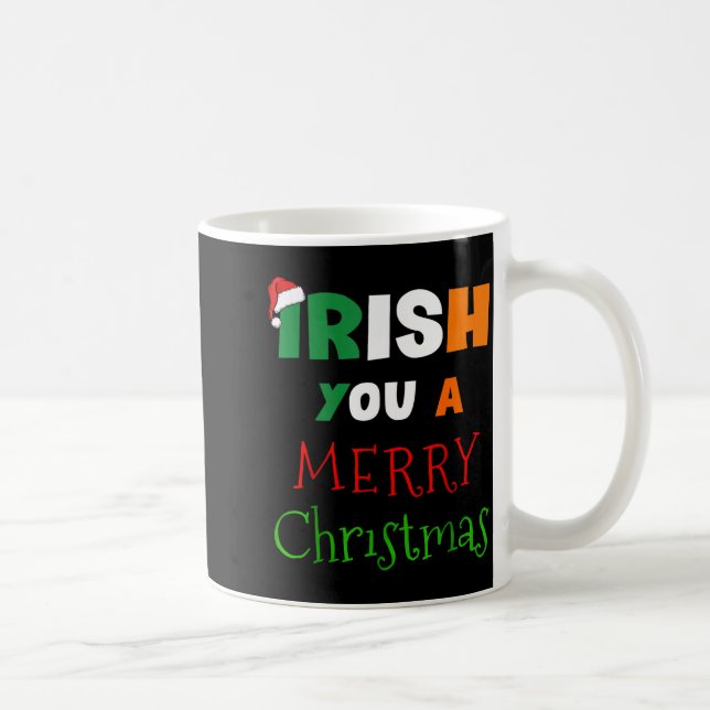Irish You A Merry Christmas Ireland Flag Xmas Hat  Kaffeetasse (Rechts)