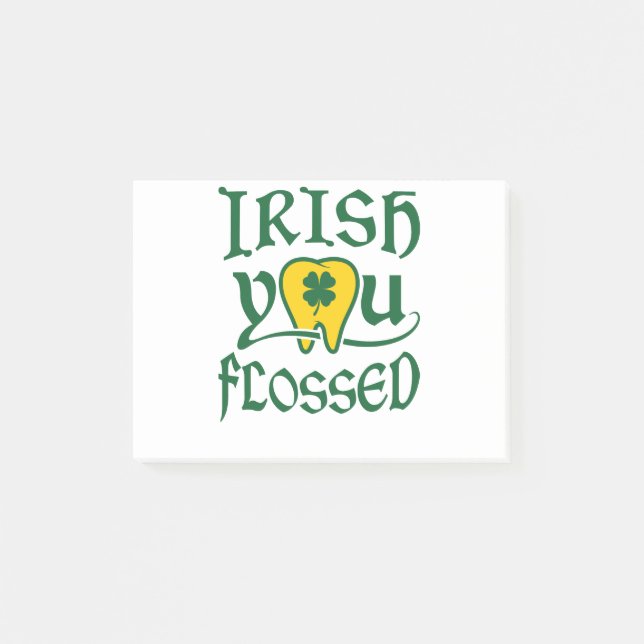 Irish You Flossed Dental St Patricks Day Post-it Klebezettel (Vorderseite)