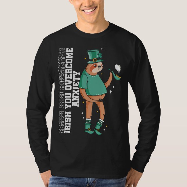 Irish You Overcome Anxiety Stress Awareness Sloth  T-Shirt (Vorderseite)