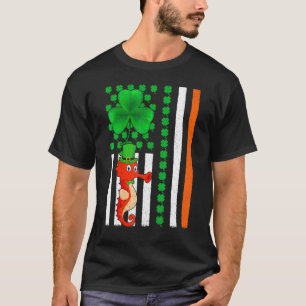 Irishcher Shamrock Amerikanische Flagge Seepferdch T-Shirt
