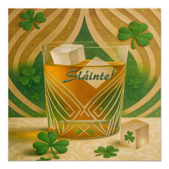 Irishcher Whiskey-Becher "Sláinte!" Poster (Vorderseite)
