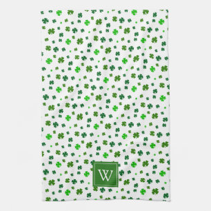Irishches Shamrock-Küchentuch mit Initialen als Ge Geschirrtuch