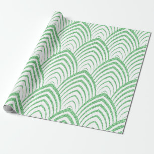 Irishisch grünes, geometrisches Art-déco-Muster Geschenkpapier