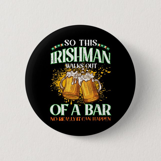 Irishman Drinking Beer St. Patrick's Day Button (Vorderseite)