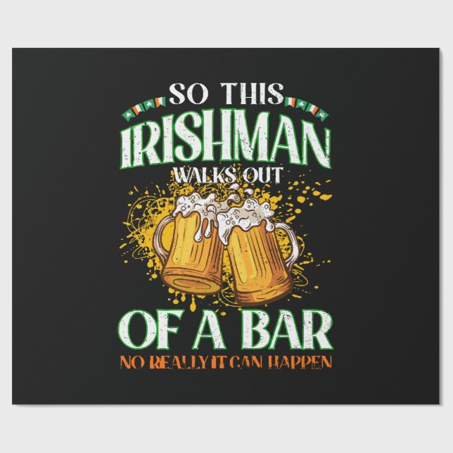 Irishman Drinking Beer St. Patrick's Day Geschenkpapier (Flach)