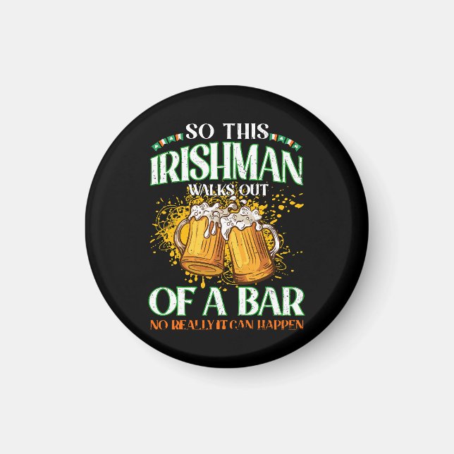 Irishman Drinking Beer St. Patrick's Day Magnet (Vorne)