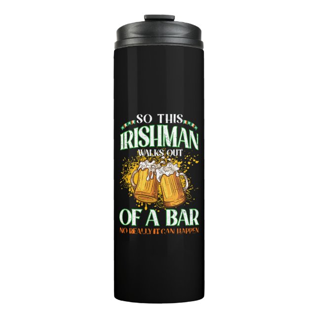 Irishman Drinking Beer St. Patrick's Day Thermosbecher (Vorderseite)