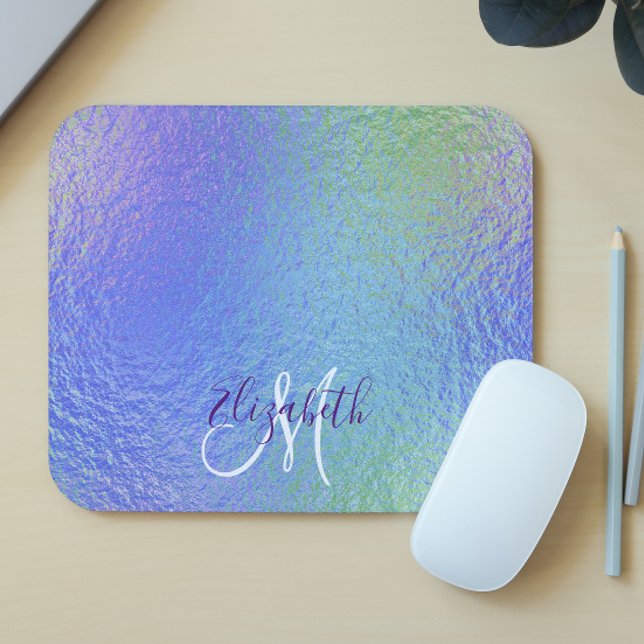 Irisierend Hübsches Personalisiertes Monogramm Mousepad (Von Creator hochgeladen)