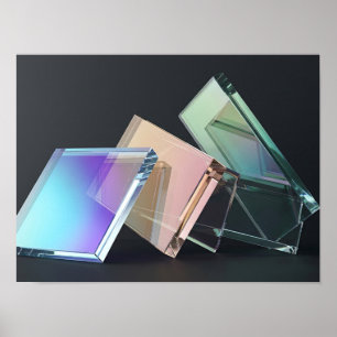 Irisierende Glasslabs Geometrische Skulptur Wand A Poster
