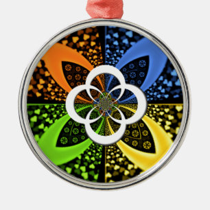 Irisierende Herzen Nahtlose Punkte Abstrakte Kunst Silbernes Ornament