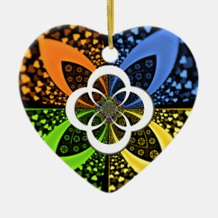 Irisierende Herzen Nahtlose Tupfen Abstrakte Kunst Keramik Ornament