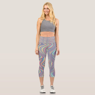Irisierende holografische Wirbeltextur Capri Leggings