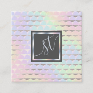 Irisierende Imitat Holografisches Muster Monogramm Quadratische Visitenkarte