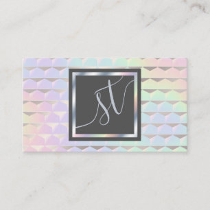 Irisierende Imitate Holografisches Muster Monogram Visitenkarte