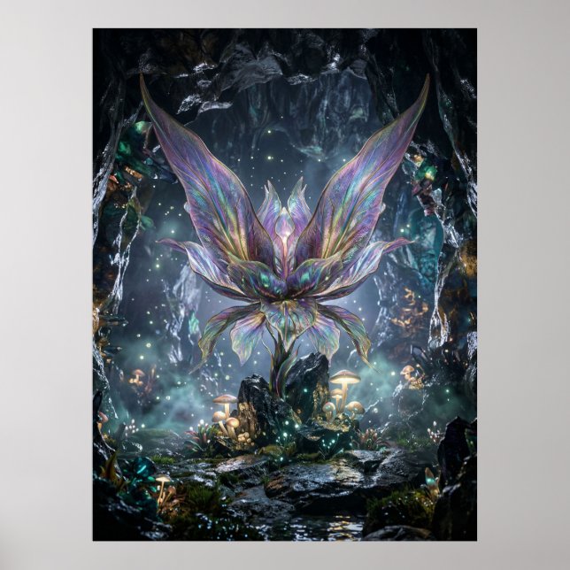Irisierende Kristall-Blumenhöhle Poster (Vorne)