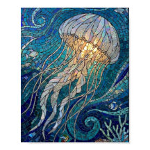 Irisierende leuchtende Quallen-Ozean-Mosaik