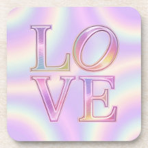 Irisierende LIEBE Pink Lavender Untersetzer Set