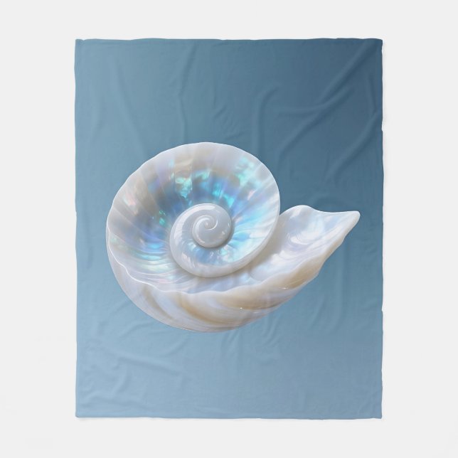 Irisierende Nautilus-Schnecken-Spirale Fleecedecke (Vorderseite)