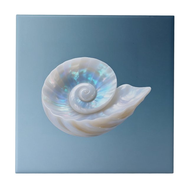 Irisierende Nautilus-Schneckenspirale Fliese (Vorderseite)