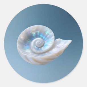 Irisierende Nautilus-Schneckenspirale Runder Aufkleber