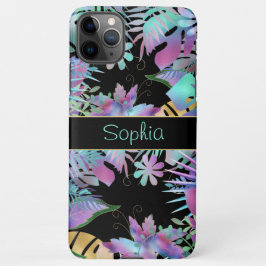 Irisierende tropische Blätter, Aquamariner Name, s iPhone 11Pro Max Hülle