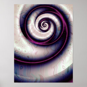 Irisierende violette Spiral Abstracte Fraktal Kuns Poster