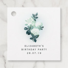 Irisierende weiße Rosen und grüne Spitzen Geschenkanhänger