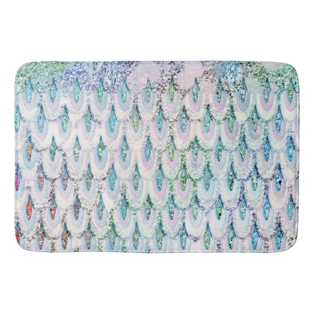 Irisierender aquamariner Glitzer Meerjungfische Badematte (Vorderseite)