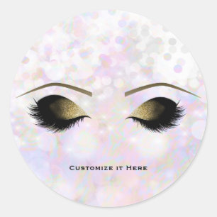 Irisierender Farbglamour Gold-Make-up-Wimpern Runder Aufkleber