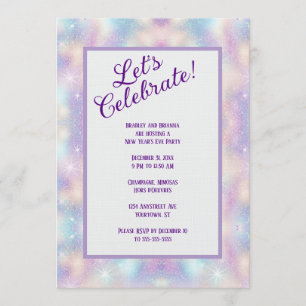 Irisierender Glitter Silvesterparty Einladung