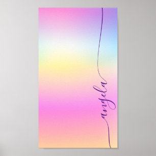 Irisierender Gradient Glam Name Handy-Hintergrundb Poster