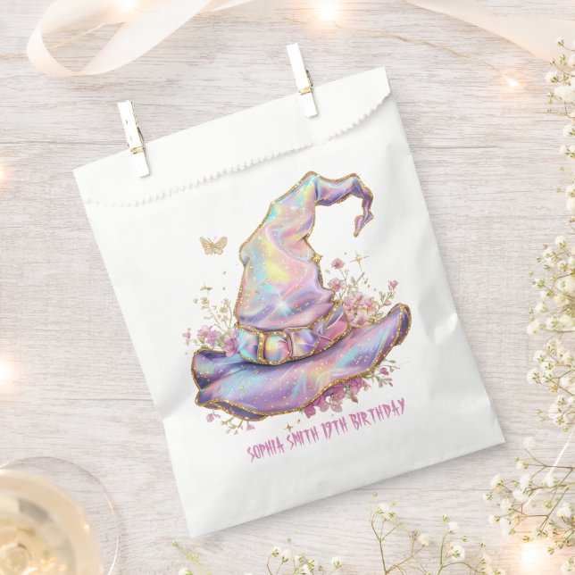 Irisierender Hexenhut Geburtstag  Geschenktütchen (Ausgeschnitten)