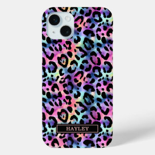 Irisierender Leopardenprint mit Monogramm Case-Mate iPhone Hülle