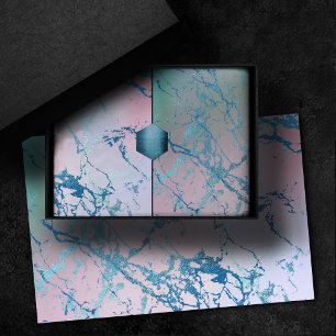 Irisierender Marmor Trendiges Faux Holo Blau Ros Seidenpapier