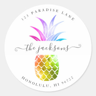 Irisierender Regenbogen-Ananas-DIY-Hintergrund Runder Aufkleber