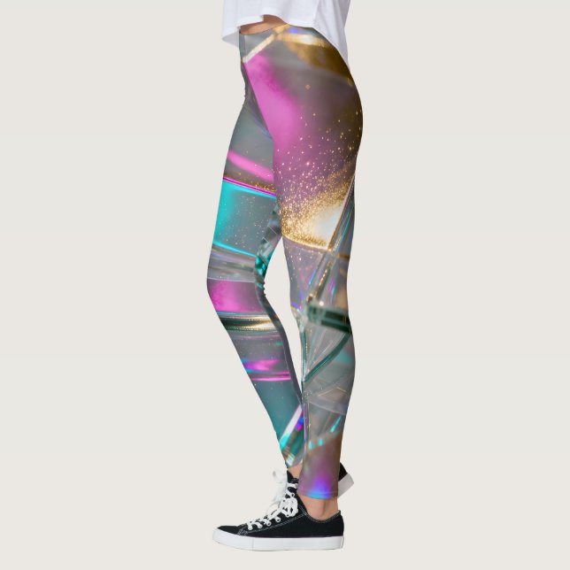 Irisierender Regenbogen - Holografischer Glitter Leggings (Links)