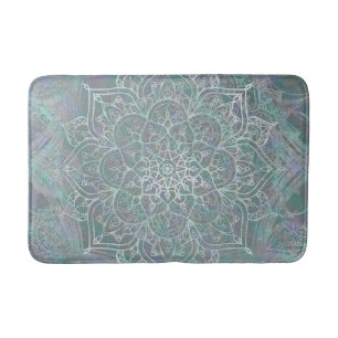 Irisierender Schimmer-Mandala Boho Chic Badematte