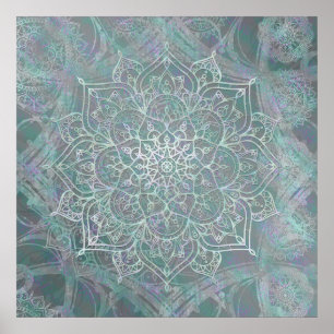 Irisierender Schimmer-Mandala Boho Chic Poster