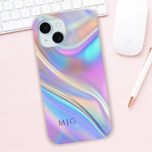 Irisierendes Design, klassische Lila Textmonogramm Case-Mate iPhone Hülle