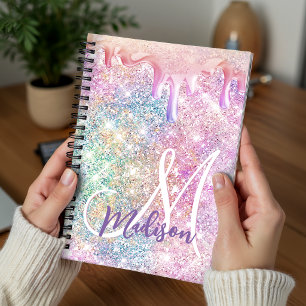 Irisierendes Einhorn Rosa falscher Glitter-Tropfen Notizblock
