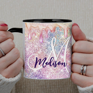 Irisierendes Einhorn rosa falscher Glitter-Tropfen Tasse