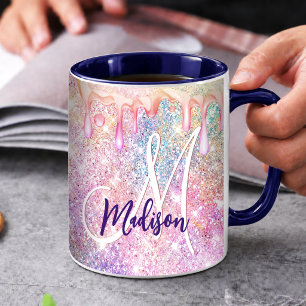 Irisierendes Einhorn rosa falscher Glitter-Tropfen Tasse