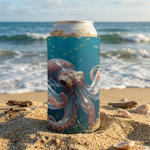 Irisierendes Glas-Oktopus Kunst Tiefsee-Fantasy Selters Dosenkühler