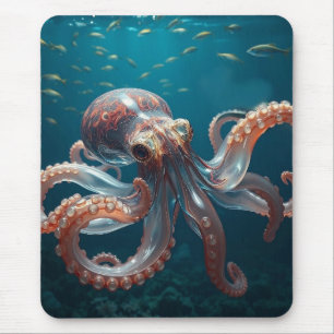 Irisierendes Glas-Oktopus Kunst   Tiefsee-Kunst Mousepad
