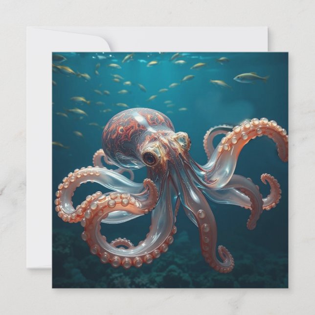 Irisierendes Glasoctopus Kunst | Tiefsee-Fantasy (Vorderseite)