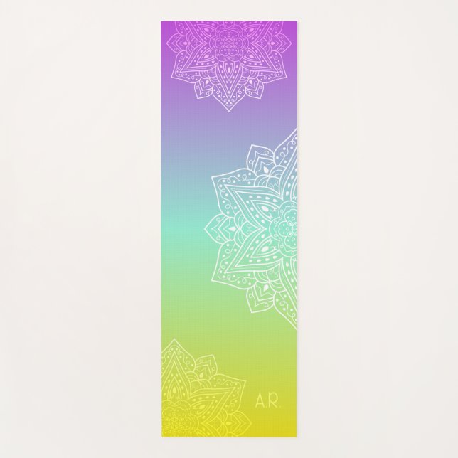 Irisierendes Gradient Asymmetrisches Mandala & Ini Yogamatte (Vorderseite)