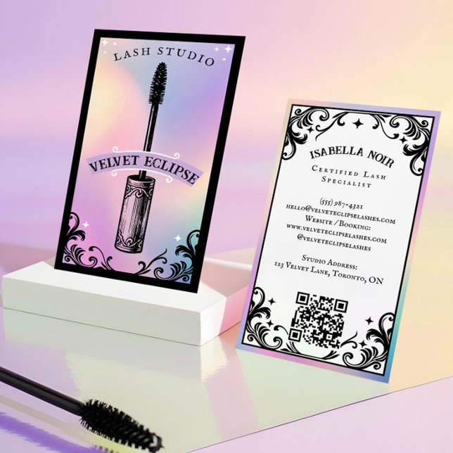 Irisierendes holografisches Wimpernstudio Luxus Visitenkarte (Iridescent holographic Beauty Lash Salon Luxury Business Card)