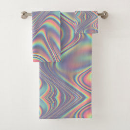 Irisierendes Holografisches Wirbel-Textur Badhandtuch Set